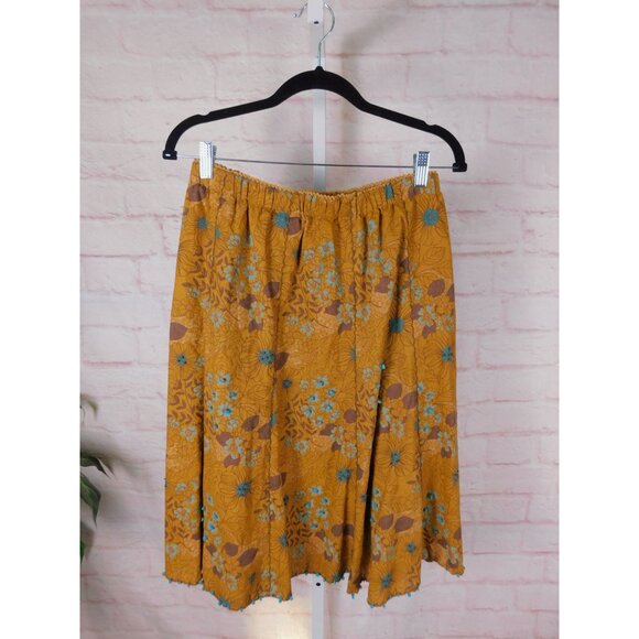 Susan Graver Floral Skirt Small Yellow Blue Boho - Picture 6 of 9